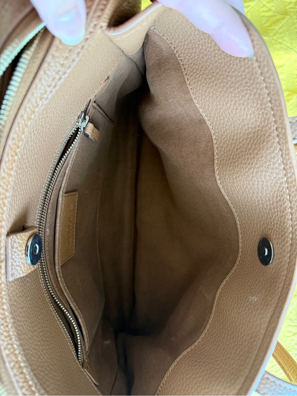 Quince Italian Leather Triple Compartment Work Tote — Tan - Picture 5 of 11
